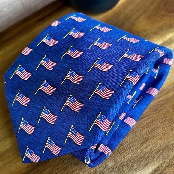 Robert Talbott American Flag Silk Tie | Made in USA - Picture 2 of 7